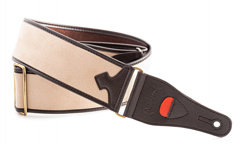DIVINE Beige bass strap is soft, padded and looks very similar to nubuck leather.